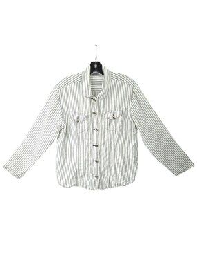 Chicos Striped Shirt Jacket 2 US L/12 Utility Workwear Aesthetic Layering Piece